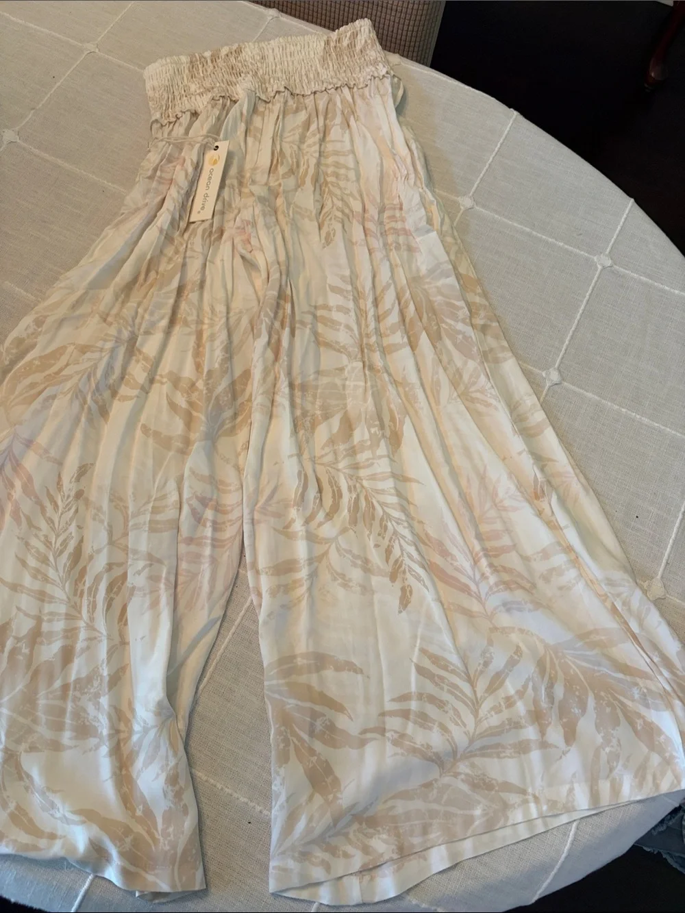 Ocean Drive Cream & Tan Wide-Leg Printed Jumpsuit Pants - Picture 1 of 4